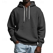 abordables sweats à capuche basiques pour hommes-Homme Sweat à capuche Sweat à capuche gaufré Violet Gris Clair À capuche Uni Poche kangourou Texturé Occasionnel Quotidien Sport &amp; Loisir Streetwear Frais Vêtements de sport Printemps &amp; Automne