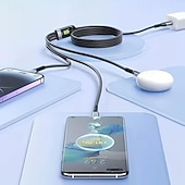levne Domácí vylepšení-Balení 3 univerzálních rychlonabíjecích kabelů, nylonový opletený kabel QC3.0 s konektory Lightning, micro USB a USB-C pro více smartphonů