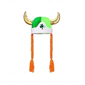 billiga Tillbehör-Vikingahatt för kvinnor med gyllene horn och flätat orange hår, grön shamrockhatt för irländska parader och festivaler &amp;festkläder