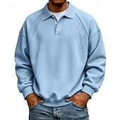 preiswerte Klassisches Poloshirt für Herren-Herren Polo Poloshirts Lässig Straße Revers Langarm Basic Modern Einfach Knöpfe Frühling Herbst Normale Passform Blau Schwarz Weiß Hellgrün Rote Marineblau Polo