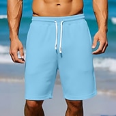 baratos Calções Estilo Casual-Homens Waffle Calção Shorts de verão Shorts de praia Com Cordão Cintura elástica Côr Sólida Conforto Comprimento do joelho Diário Ao ar livre Streetwear Férias Moda Azul Marinha Cáqui Micro-Elástica