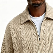 economico Felpe di base-Per uomo Jacquard Maglia Felpa con cappuccio Felpa con zip corta Aalbicocca Nero Bianco Grigio Bavero Semplice Con zip Testurizzato Sport &amp; Outdoor Casuale Quotidiano Streetwear Cool Abbigliamento