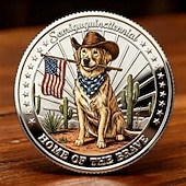 Недорогие 250-летие США-Памятные монеты США к 250-летию, трехцветные, с изображением патриотических собак, коллекционные монеты к полувековому юбилею, «Родина храбрых», с изображением американского флага и щенка.