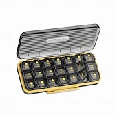 olcso poggyász és utazási tárolás-heti 7 napos gyógyszertároló doboz, hordozható gyógyszerrendező 14/21 rekesszel, nedvességálló utazó gyógyszertok mindennapi használatra, praktikus gyógyszertároló doboz