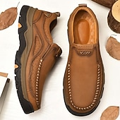 ieftine Pantofi casual slip-on-Teniși bărbătești maro din piele întoarsă și piele ecologică, cu design respirabil – încălțăminte sport și rezistentă, perfectă pentru activități în aer liber, alergare și ținute casual