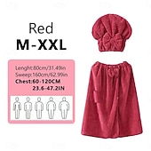 baratos Utensílios de Casa de Banho-Conjunto de saia de banho plus size ajustável e touca de secagem rápida, roupa de banho confortável e prática, perfeita para depois do banho, à beira da piscina e no chuveiro, secagem rápida e ajuste regulável.