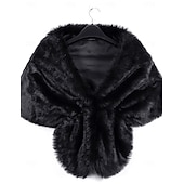 cheap Faux Fur Wraps-Faux Fur Wraps Women's Wrap Elegant Sleeveless Faux Fur Wedding Wraps With Pure Color For Party Fall