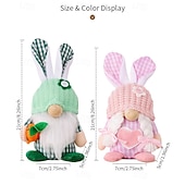 זול חג הפסחא-חבילה של 2 קישוטי פסחא פסלוני ארנב אביב בובות גמדים חסרי פנים עומדות לחופשת פסחא עיצוב הבית תצוגת מדף אביב קישוטי פסח חמודים
