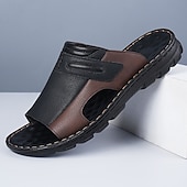 お買い得  メンズ・スリッパ＆フィットフロップ-メンズブラウンアウトドアサンダル - 快適で耐久性があり、調節可能なストラップ付き。ハイキング、トレッキング、カジュアルなアウトドアウェアに最適です。