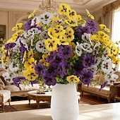 voordelige Kunstbloemen-9 bundels driekleurige kunstbloemen in retrostijl, geschikt als bloemversiering voor binnenplaats, balkon, binnen- en buitenbeplanting, bruiloftsdecoratie, feestartikelen en huisdecoratie.