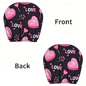 cheap Slipcovers-2pcs Cute Flower Love Heart Print Headrest Covers, Valentine's Day Heart-Eyed Girl Car Headrest Protector, Interior Decor, No Filling, Easy to Install and Wash, Suitable for Long-Distance Travel Naps