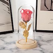 billiga Dekorativa ljus-Moderskapsdag Simulerad Ros LED Dekorativ Nattlampa 21.5 * 11.5CM Gåva till Flickvän Hustru och Mor Glas Lock AAA Batteribox Inomhus Sovrums Ornament Ljus Atmosfärsljus