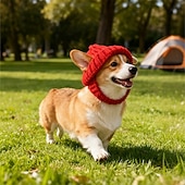 economico collezione calda e riscaldata-berretto caldo in maglia per animali domestici, berretto antivento per Halloween, copricapo accogliente per cani per il freddo, cappello per cuccioli elegante e comodo