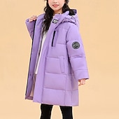 cheap Boy's Downs &amp; Parka Jacket-Kids Girls' Down Jacket Puffer Jacket Solid Color Sports Pocket Keep Warm Windproof Outdoor Coat Outerwear 4-12 Years Winter Black Yellow Purple