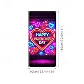 זול שטיחי חופשה-כיסוי לדלת ליום האהבה, דגל חגיגת לב, מושלם לאביזרי צילום, קישוט חגיגי, אידיאלי ליצירת אווירת יום האהבה רומנטית ועיצוב פתח דלת