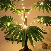 abordables Luces decorativas-Luz de palmera artificial de 55 cm/21,65 pulgadas con 30 cuentas LED, decoración interior/exterior de primavera/verano para dormitorio, sala de estar, comedor, fiesta, doble potencia (AAA) &amp;luz