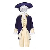  250th Anniversary USA Rococo Baroque Outfits Long Sleeves George Washington Alexander Hamilton Colonial Fancy Dress Boys' Carnival Independence Day 4th of July Kid's Coat Pants Collar