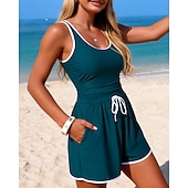 cheap One Pieces Rash Guards-Women's Floral Print Swimsuit One Pieces High Waisted Ruched Swimsuit Solid Colored Elastic Sleeveless Swimwear Surfing Snorkeling Swimming Summer