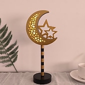 olcso Ramadan dekorációs fények-ramadan eid led dekoratív fényjelzés csillag hold vár beltéri hálószoba ünnepi hangulatú függőlámpa aa elemdoboz 30cm magasság