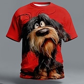  Voor heren dier Hond Grappig T-shirt Korte mouw T-shirt 3D-afdrukken Strakke ronde hals Overhemd overdreven Ontwerper Feest Feestdagen Zwart Wit Geel Zomer Lente Kleding S M L XL XXL XXXL