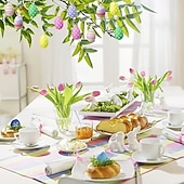 tanie Wielkanoc-30 sztuk wiszących jajek wielkanocnych - kolorowe papierowe jajka wielkanocne - ozdoby choinkowe na przyjęcie urodzinowe, wystrój domu i do wnętrz