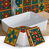 olcso Falmatricák-12 db 15 cm-es csempematrica, öntapadós, levehető marokkói talavera csempe, vízálló konyhabútor, lépcsőház, lakberendezés