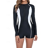 preiswerte One Pieces Rash Guards-Damen Anti UV Shirt Badeanzug Badeanzüge Patchwork Reißverschluss Ultraleicht (UL) UV Schutz Elastisch Langarm Bademode Surfen Schnorcheln Frühling