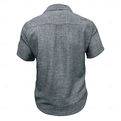 voordelige Klassiek-Voor heren Overhemd Linnen overhemd Zomer overhemd Strand Kleding Effen Kleur Casual Vakantie blauw Marineblauw Hemelsblauw Abrikoos Korte mouw Overhemdkraag Zomer Lente Kleding