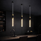 preiswerte Zylinderdesign-LED-Pendelleuchte, dimmbar, 34 cm, Kristall, moderne Kücheninsel-Leuchte, verstellbare Pendelleuchte für Kücheninsel, schwarz-goldener LED-Kronleuchter für Esszimmer, Schlafzimmer, Mini-Pendelstrahler