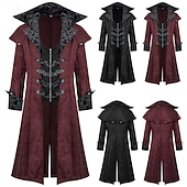 economico Capispalla-Retrò Vintage Rococò Medievale Cappotto Smoking Frac Lunghe Costume Per uomo Reale Halloween Carnevale Feste LARP Fiera Rinascimentale Adulti Cappotto