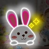 Недорогие Пасхальные огни-Неоновые вывески в виде пасхальных яиц и кроликов, светящиеся, с регулировкой яркости, питанием от USB, разноцветные неоновые светильники для дома, гостиной, спальни, вечеринки, украшения стен,