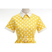 preiswerte Kleider-1950er Retro Vintage Rockabilly Knielang Swing-Kleid Ausgestelltes Kleid Kurze Ärmel Tupfen Tailliert und ausgestellt Kostüm Mädchen Karneval Valentinstag Lässig Heimkehr Retro-Mottoparty Kinder Kleid
