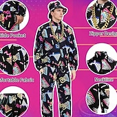 cheap Outfits-Retro Vintage 1980s Hip Hop Outfits Bag Accesories Set with Accessories Long Sleeves Disco Fancy Dress Men's Carnival Costume Halloween Carnival New Year Pride Parade Pride Month Adults Bag More