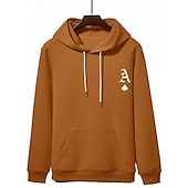 preiswerte einfache Trainingsanzüge-Herren Trainingsanzug Outfit-Set Kapuzenpullover Set Kapuzenpullover Täglich Outdoor Sport Kordelzug Tasche Buchstabe a Marineblau Aprikose Polyester Sportkleidung Mode Streetwear Herbst