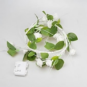 cheap Battery String Lights-1.8M 48 LED Beads Artificial Rose Vine String Lights, Waterproof with Timer, AAA Battery Box, Indoor/Outdoor Bedroom, Living Room, Garden, Party, Wedding, Holiday Decoration