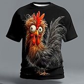 economico Magliette con stampa animale-Per uomo Animale Pulcino Divertente Maglietta Manica Corta maglietta Stampa 3D Girocollo Camicia Esagerato Designer Feste Ferie Blu Nero Arancione Estate Primavera Abbigliamento S M L XL XXL XXXL