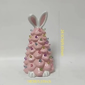 cheap Easter Lights-Easter Ceramic Rabbit Tree Lights AAA Battery Indoor/Outdoor Bedroom Bedhead Party Living Room Dining Room Desktop Decoration Light 24.5 * 14CM