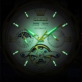cheap Mechanical Watches-The New Olevs Men'S Business Watch With Luminous Perpetual Calendar Date And Day Display Multi-Functional Mechanical Watch Skeletonized Casual And Fashionable Waterproof Sports Men'S Wristwatch
