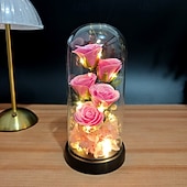 olcso Dekoratív fények-Üveg Rózsa Örökre Örök Kristály Virág Felkeltett Rózsák Üveg Dóm alatt Ajándékok Nőknek Anyának Nagymamának Feleségnek Nővérének