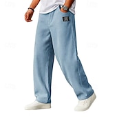 baratos Perna Reta-Homens Calças Esportivas Calças Calças de Veludo Calça de moletom de perna reta Com Cordão Bolsos Cintura elástica Tecido Conforto Macio Diário Ao ar livre Feriado Moda Estilo Clássico Preto Azul