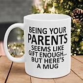 billiga Muggar och koppar-Att vara dina föräldrar 11oz rolig mugg semesterkaffekopp från föräldrar lustig julklapp familj födelsedag säsongsbetonad dryckesbehållare