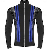 رخيصةأون زي تدريب التزلج الفني-سترة تزلج على الجليد مع بنطال، ملابس تزلج على الجليد للرجال والأولاد، ملابس تزلج سوداء مطاطية للتدريب والمنافسات، ملابس تزلج حرارية دافئة مرصعة بالكريستال/أحجار الراين بأكمام طويلة للتزلج على الجليد.