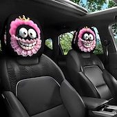 رخيصةأون أغطية الأثاث-2 قطعة من أغطية مسند رأس السيارة المطبوعة عليها قبعة عيد الميلاد المدهشة، ديكور السيارة، بدون حشو، سهلة التركيب والغسل، مناسبة للسفر لمسافات طويلة لتخفيف التعب، ديكور سيارة مضحك مثالي