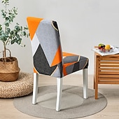 baratos Capa para Cadeira de Jantar-Capa protetora para cadeira de jantar, super ajustável, elástica, removível e lavável, com assento curto, ideal para salas de jantar de hotéis, cerimônias, banquetes e festas de casamento.