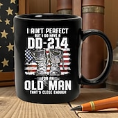 cheap Mugs &amp; Cups-DD-214 Veteran Gift Mug - 'I Ain't Perfect But I Do Have A DD-214 For An Old Man That's Close Enough' Design Proud Veteran Coffee Cup with Patriotic Theme