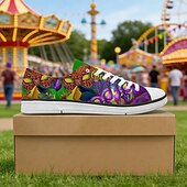 levne Pánské boty-Muži Mardi Gras Karnevalové Tématické Tenisky – Barevný potisk masky na neformální boty pro festivaly průvody a pouliční párty