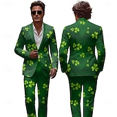 cheap Men's Clothing​-St. Patrick 2026 Shamrock Irish Carnival Pants Suits &amp; Blazers Novelty Funny Adults' Men's Saint Patrick's Day Casual Party Easy Carnival Costume Dress Up