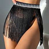 tanie Dół od bikini-Damskie Stroje kąpielowe Dół bikini Spódnica Kostium kąpielowy Dół z frędzlami Urlop Stroje plażowe Jednokolorowe Bez rękawów Kostiumy kąpielowe