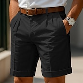 voordelige Bedrijf-Voor heren Korte broek Linnen korte broek Geklede korte broek Zomer korte broeken Strandshorts Zak Plooien Recht been Effen Comfort Ademend Korte Casual Dagelijks Feestdagen Vakantie Modieus Zwart Wit