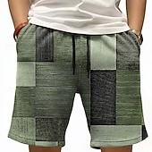 economico pantaloncini felpati 3d da uomo-Per uomo Geometrico Blocco di colori Patchwork Pantaloncini Waffle Pantaloncini da tuta Pantaloncini casual Misura del girovita medio Moda Casual Vacanza Jogging Allenamento Testurizzato Coulisse